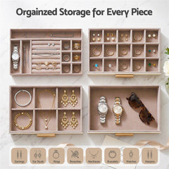 Embellir Jewellery Box 4 Layer Organiser Storage Case Glass Lid Drawers White