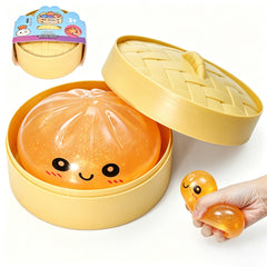 Gold Dumpling Squeeze Toy Squishy Bun Mystery Box Glitter Fidget Sensory TPR Stress Ball for Adults Kids Teens Party Travel Holiday Birthday Gift 95x50mm
