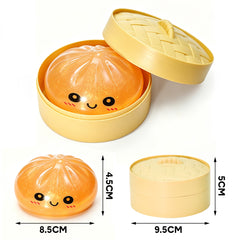 Gold Dumpling Squeeze Toy Squishy Bun Mystery Box Glitter Fidget Sensory TPR Stress Ball for Adults Kids Teens Party Travel Holiday Birthday Gift 95x50mm