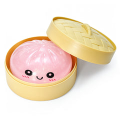 Pink Dumpling Squeeze Toy Squishy Bun Mystery Box Glitter Fidget Sensory TPR Stress Ball for Adults Kids Teens Party Travel Holiday Birthday Gift 95x50mm