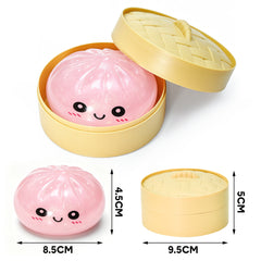 Pink Dumpling Squeeze Toy Squishy Bun Mystery Box Glitter Fidget Sensory TPR Stress Ball for Adults Kids Teens Party Travel Holiday Birthday Gift 95x50mm