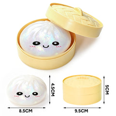 White Dumpling Squeeze Toy Squishy Bun Mystery Box Glitter Fidget Sensory TPR Stress Ball for Adults Kids Teens Party Travel Holiday Birthday Gift 95x50mm