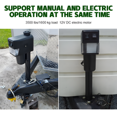 Electric A Frame Trailer Jack LED Light Power Tongue Jack Weight Capacity 3500 lbs 9Inch to 32Inch with Manual Crank Handle for RV Trailer Camper