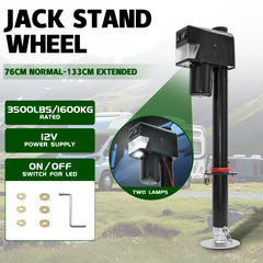 Electric A Frame Trailer Jack LED Light Power Tongue Jack Weight Capacity 3500 lbs 9Inch to 32Inch with Manual Crank Handle for RV Trailer Camper