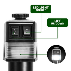 Electric A Frame Trailer Jack LED Light Power Tongue Jack Weight Capacity 3500 lbs 9Inch to 32Inch with Manual Crank Handle for RV Trailer Camper