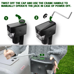 Electric A Frame Trailer Jack LED Light Power Tongue Jack Weight Capacity 3500 lbs 9Inch to 32Inch with Manual Crank Handle for RV Trailer Camper