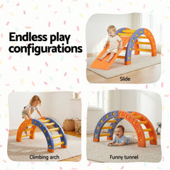 Keezi Kids Climbing Frame Set With Slide Indoor Outdoor Toddler Toys Pikler Arch Climber