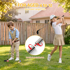 Keezi Kids Golf Chipping Game Set with Stand, 24 Sticky Balls, Adjustable Club & 2 Hitting Mats for Indoor Outdoor Ages 3-12 Play