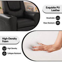 Keezi Kids Recliner Chair Black PU Leather Sofa Lounge Couch Children Armchair