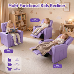 Keezi Kids Recliner Chair Purple PU Leather Sofa Lounge Couch Children Armchair