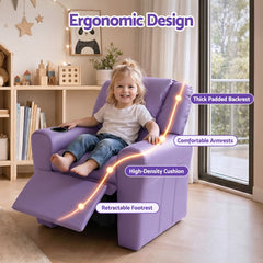 Keezi Kids Recliner Chair Purple PU Leather Sofa Lounge Couch Children Armchair