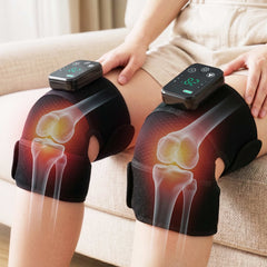 Livemor Knee Massager with Heat (2 Pack), Cordless Heated Knee Massage for Pain Relief with 3 Heating Levels, 3 Vibration Modes, Gentle Lights, Adjustable Straps, 3-in-1, Gift for Men and Women