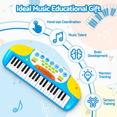 Keezi Kids Piano Keyboard 37 Keys Electronic Musical Instrument Set w/ Stool Microphone