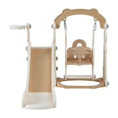 Keezi Kids Slide Swing Set Basketball Hoop Outdoor Playground Toys 160cm Beige