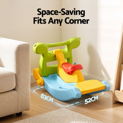 Keezi Kids Slide Set Toddler Indoor Playset Rocking Horse Ring Toss Multi Colour