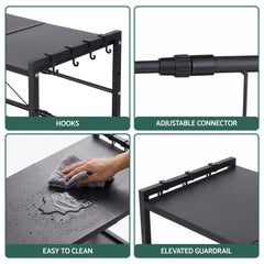 Artiss Kitchen Bakers Rack 40-60CMX78CM Metal Microwave Stand Black