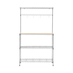 Artiss 4-Tier Metal Kitchen Rack Shelf Silver Storage Shelves Organizer Microwave Stand 90cmx151cm