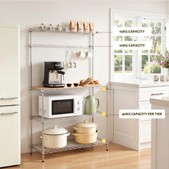 Artiss 4-Tier Metal Kitchen Rack Shelf Silver Storage Shelves Organizer Microwave Stand 90cmx151cm