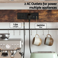 Artiss Kitchen Rack with Power Outlets Hooks 96CMX170CM Microwave Storage Shelf