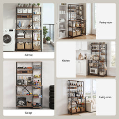 Artiss Kitchen Rack with Power Outlets Hooks 96CMX170CM Microwave Storage Shelf