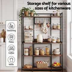 Artiss Kitchen Rack with 6 Hooks Microwave Storage Shelf 120cm x 170cm