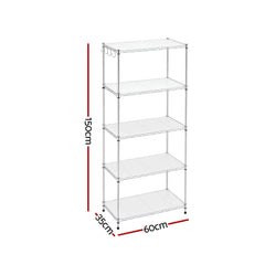 Artiss 5-Tier Kitchen Rack Shelf Shelving Unit 60x35x150CM Adjustable Metal Storage Shelves Silver