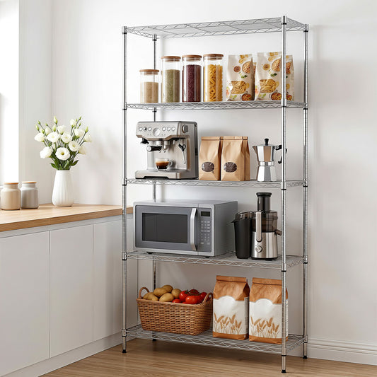 Artiss 5-Tier Kitchen Rack Shelf Shelving 90x35x182CM Adjustable Metal Storage Shelves