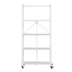 Artiss 5-Tier Foldable Kitchen Bakers Rack 71x160cm Microwave Stand White
