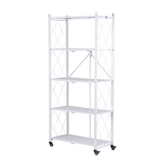 Artiss 5-Tier Foldable Kitchen Bakers Rack 71x160cm Microwave Stand White