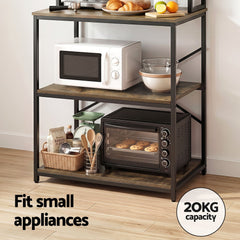 Artiss 6-Tier Kitchen Rack with 6 Hooks Microwave Storage Shelf 80cm x 167cm