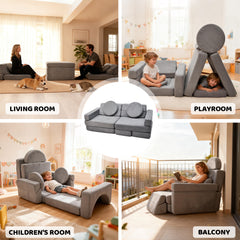 17Pcs Modular Kids Play Sofa Toddler Couch High Density Foam Play Block with Washable Cover Creative Fort Building Playset for Bedroom Playroom Living Room