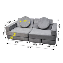 17Pcs Modular Kids Play Sofa Toddler Couch High Density Foam Play Block with Washable Cover Creative Fort Building Playset for Bedroom Playroom Living Room