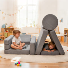 17Pcs Modular Kids Play Sofa Toddler Couch High Density Foam Play Block with Washable Cover Creative Fort Building Playset for Bedroom Playroom Living Room