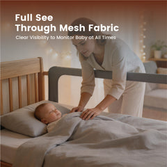 2m Baby Bed Rail Guard 63-76cm Height Adjustable Safety Side Guardrail Collision Protection for Toddlers Universal Fit for Most Bed Types and Mattresses