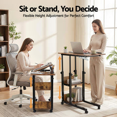 Artiss 3 Tier Adjustable Laptop Desk Tiltable Mobile Side Table Wheels