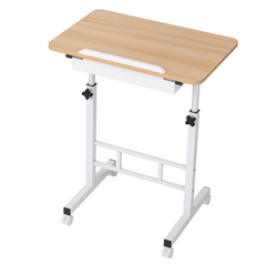 Artiss Adjustable Laptop Desk Mobile Bedside Table Hidden Storage Wood