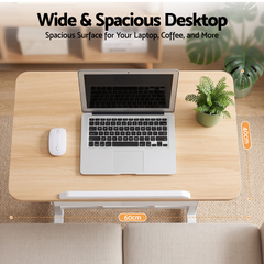 Artiss Adjustable Laptop Desk Mobile Bedside Table Hidden Storage Wood