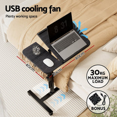Artiss Laptop Desk Table Fan Cooling Black 60CM