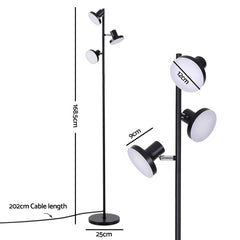 Artiss RGB Floor Lamp LED with 3 Swivel Lights Color Changing Lamp with Remote Stepless Dimmable