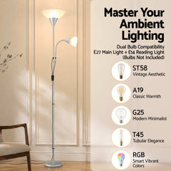 Artiss Floor Lamp Mother and Child Modern Home Living Room Office Reading Silver