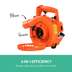 Giantz 25.4cc Petrol Leaf Blower Vacuum 2-in-1 Garden Vac Mulcher Blower Orange
