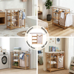 Artiss Laundry Basket Hamper with Ironing Board Bamboo