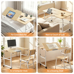 Artiss Mobile Laptop Desk Overbed Table Adjustable Computer Stand Bedside Cart