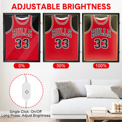 LED Jersey Display Frame with LED Light Sports Shirt Lockable Box Wall Mounted Display Cabinet Shirts Display Showcase Frame with UV Protection