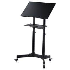 Artiss Mobile Lectern Stand, Adjustable Sit-to-Stand Presentation Podium w/ Wheels Black