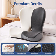 Artiss Ergonomic Seat Cushion with Lumbar Support for Office Chair, Memory Foam Coccyx and Lumbar Support Pad for Car Office Wheelchair Home
