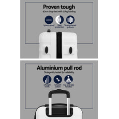 Wanderlite 3Set 20-24-28 Inch Luggage with TSA Lock Spinner Travel Suitcase Carry On Hard Shell Luggage Case White