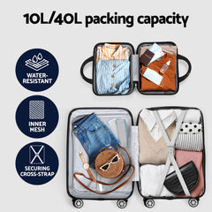 Wanderlite 2Set 20 Inch Luggage Case with 12 Inch Handheld Luggage Box Hard Shell Travel Suitcase TSA Lock Rose Gold
