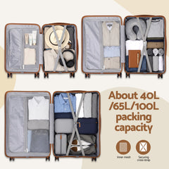 Wanderlite 5pcs Luggage Suitcase Set Trolley Travel TSA Lightweight Hard Case Navy Brown