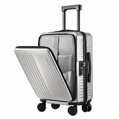 Wanderlite 20" Luggage Suitcase Front Pocket Travel Carry On Dual TSA Silver